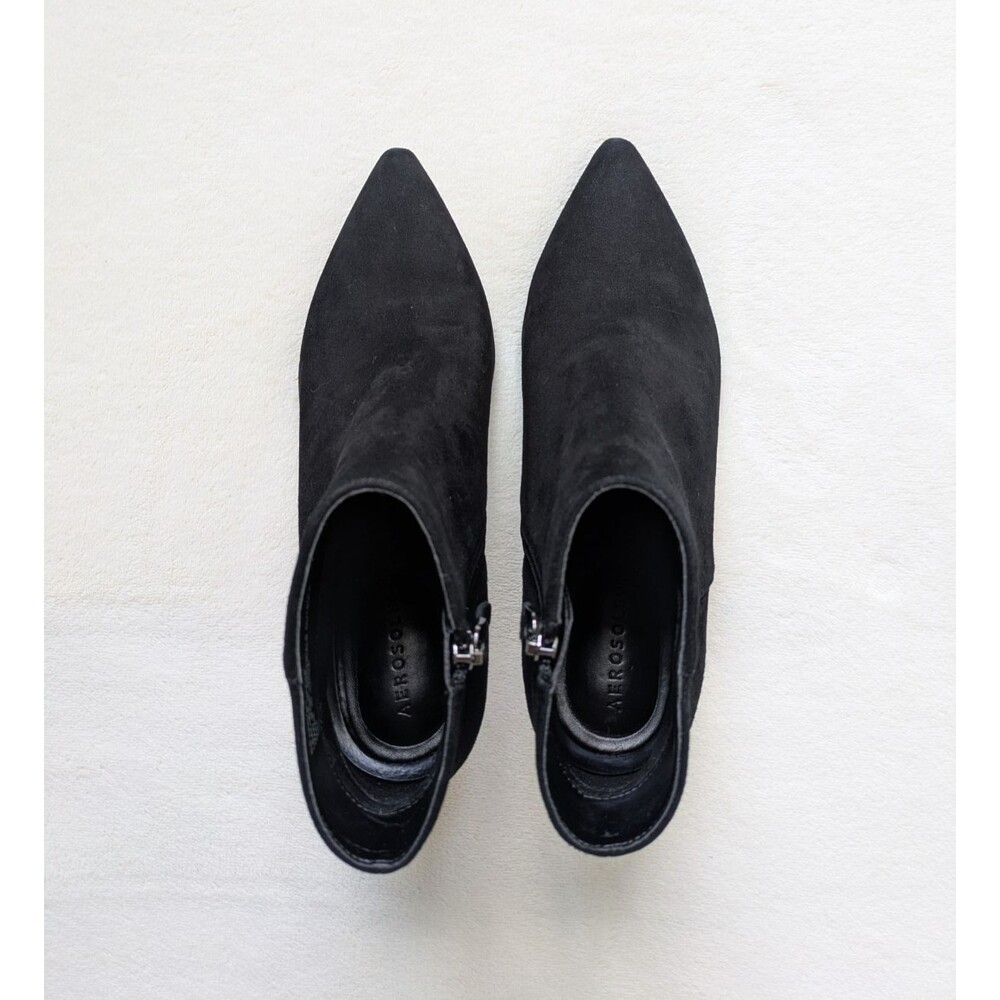 Aerosolese Epigram Black Suede Zip Ankle Bootie Women's US 5